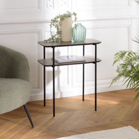 JULIA Side Table with Double Tray in Mocha Color