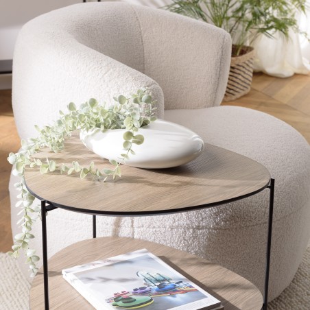 JULIA Side Table with 2 Oval Trays - Mocha Color