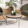 Table basse ronde JULIA 60x60cm mocha pieds métal noir