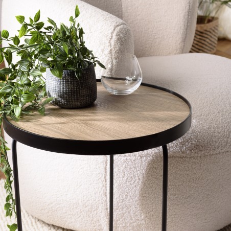 JULIA Round Side Table 40x40cm Mocha Asymmetrical Metal Legs