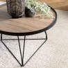 Table basse ronde JULIA 70x70cm mocha pieds épingles métal noir