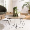 Table basse JULIA biseautée 80x80cm mocha pieds panier métal