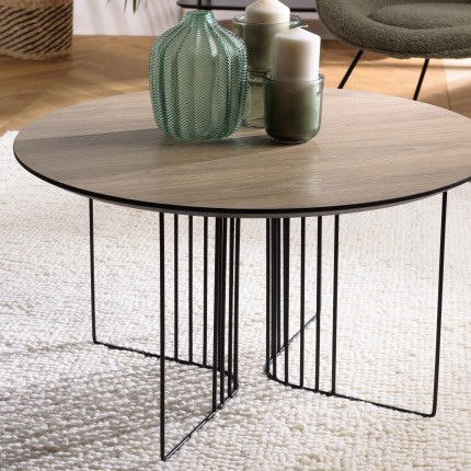 Table basse JULIA biseautée 70x70cm mocha pieds métal noir