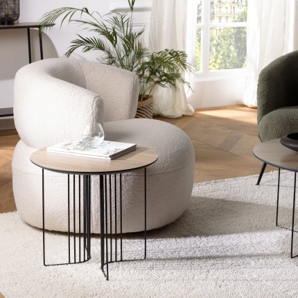JULIA - 50x50cm Mocha Side Table with Metal Legs
