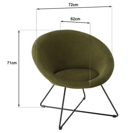 AGATHE Olive Green Velvet Fabric Armchair - Stylish and Comfortable