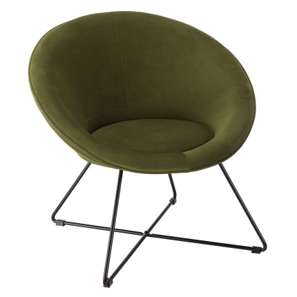 Fauteuil AGATHE - Velours vert olive