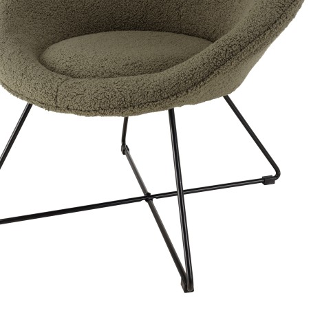 AGATHE Armchair in Khaki Green Bouclé Fabric | Modern Design