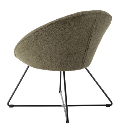 Fauteuil AGATHE - Tissu bouclette vert kaki