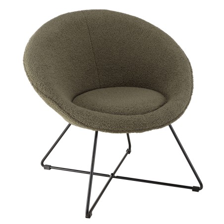 AGATHE Armchair in Khaki Green Bouclé Fabric | Modern Design