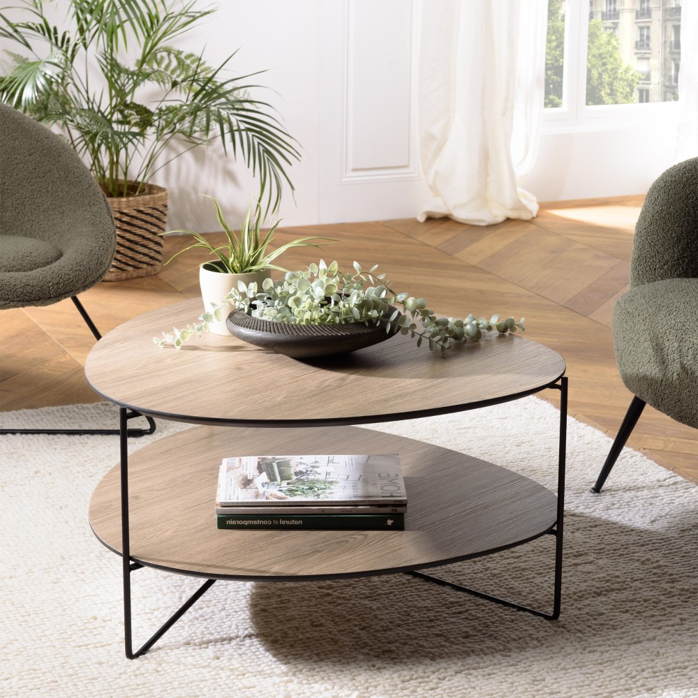 JULIA Coffee Table with 2 Trays - Oval Shape - Mocha Color JULIA Coffee Table with 2 Trays - Oval Shape - Mocha Color
