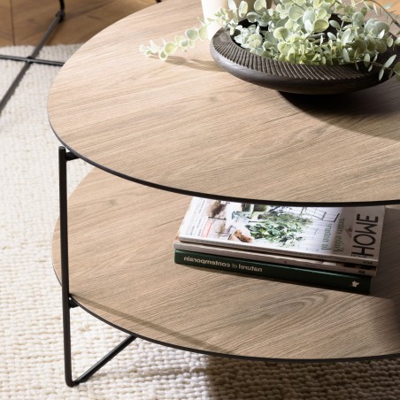JULIA Coffee Table with 2 Trays - Oval Shape - Mocha Color