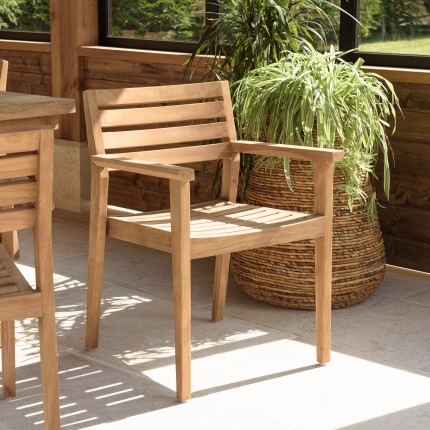 Lot de 2 fauteuils de jardin en teck KALLY