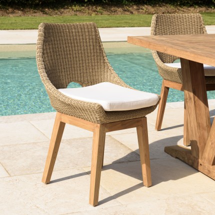 Lot 2 chaises jardin rotin synthétique KALLY