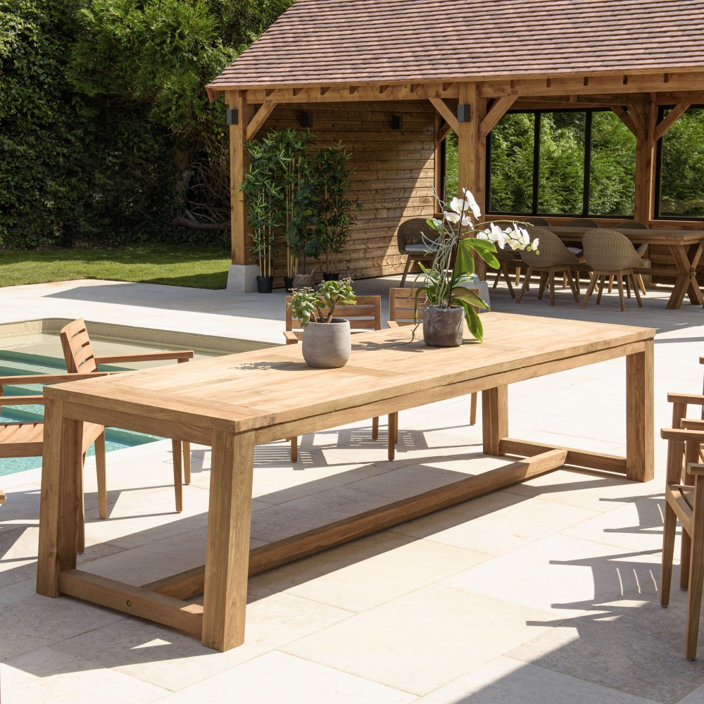 KALLY - 300x95cm Recycled Teak Dining Table in Natural Color KALLY - 300x95cm Recycled Teak Dining Table in Natural Color