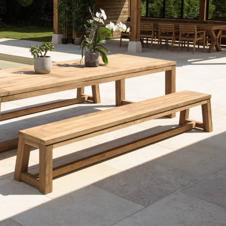 Banc de jardin en teck recyclé 270x35cm