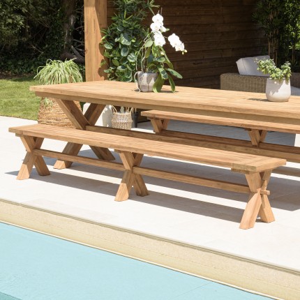 Banc de jardin en teck recyclé KALLY 270x35cm