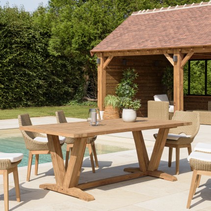 Table à manger jardin KALLY 220x100cm teck recyclé