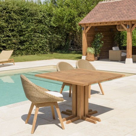 KALLY Square Garden Dining Table 110x110cm Recycled Teak