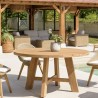 Table à manger de jardin ronde KALLY 150x150cm en teck recyclé