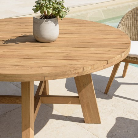 KALLY Round Garden Dining Table 150x150cm Recycled Teak