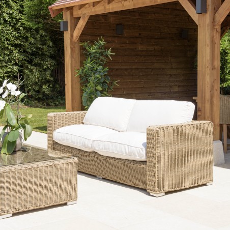 Salon de jardin 5 places en rotin synthétique taupe