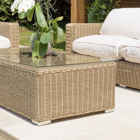 Salon de jardin 5 places en rotin synthétique taupe