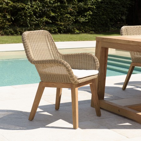 Lot n°6 Salon de jardin teck recyclé rotin synthétique