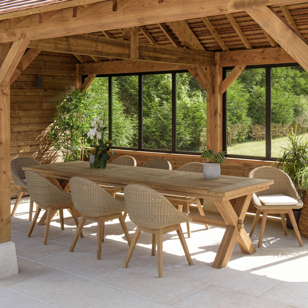 KALLY Set Recycled Teak and Synthetic Rattan Garden Furniture Set KALLY Set Recycled Teak and Synthetic Rattan Garden Furniture Set