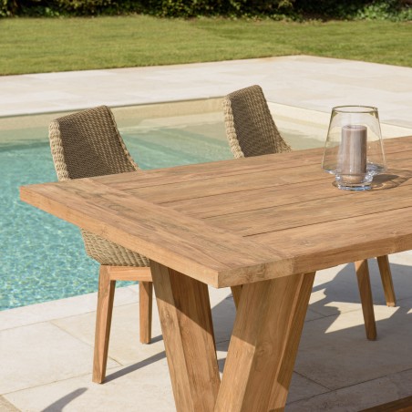 Ensemble table teck et chaises rotin - KALLY Lot n°19