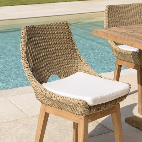 Ensemble table teck et chaises rotin - KALLY Lot n°19