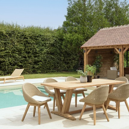 KALLY Set no. 20 Recycled Teak and Synthetic Rattan Garden Furniture Set for 6 People