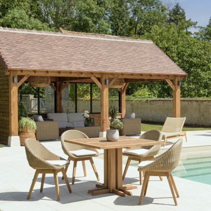 KALLY Set no. 25 Recycled Teak & Rattan Garden Furniture Set for 4 People