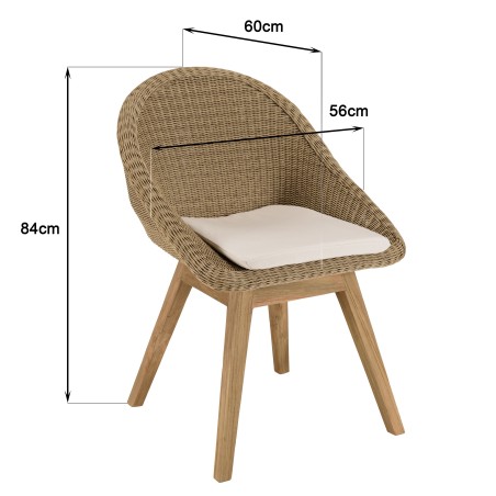 KALLY Set no. 28 Recycled Teak and Synthetic Rattan Garden Furniture Set for 6 People
