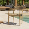 VALERIA - Set of 2 Teak Garden Armchairs | Beige/Black Synthetic Rattan
