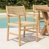 Lot 2 fauteuils jardin Valeria teck rotin beige