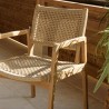 Lot de 2 fauteuils jardin teck naturel rotin synthétique