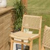 VALERIA Set of 2 Beige Synthetic Rattan Teak Garden Bar Stools