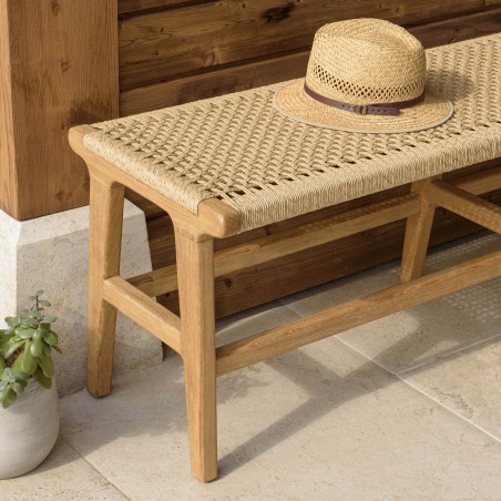 Banc de jardin VALERIA en teck et rotin synthétique