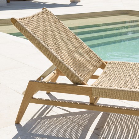 Bain de soleil VALERIA en teck naturel et rotin synthétique