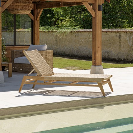 Bain de soleil VALERIA en teck naturel et rotin synthétique