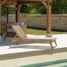 VALERIA Sun Lounger - Natural Teak & Beige Rattan - 4 Reclining Positions