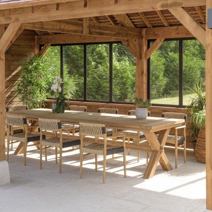 Salon de jardin VALERIA en teck recyclé et rotin synthétique