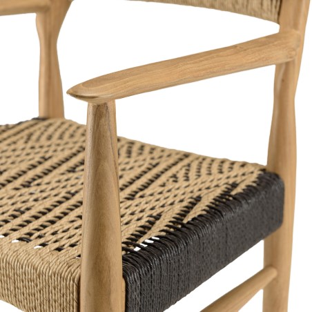 Salon de jardin teck recyclé rotin synthétique 4 pers. - Lot n°20