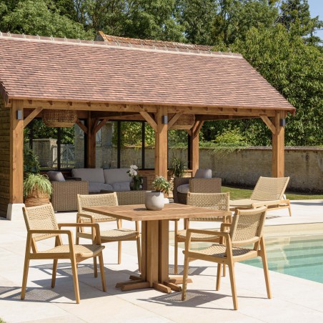 VALERIA - Recycled teak and synthetic rattan garden set for 4 people.