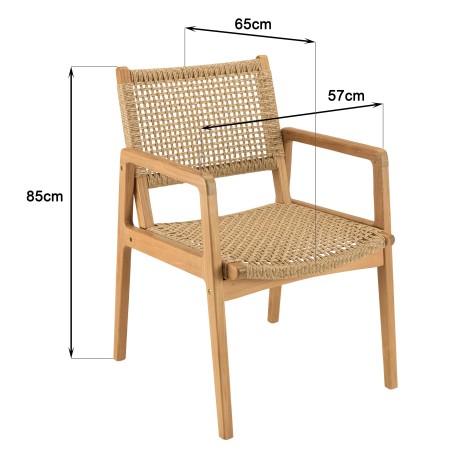 Salon de jardin VALERIA - Lot n°21 en teck recyclé et rotin synthétique