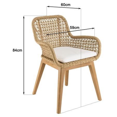 Salon de jardin VALERIA - Lot n°22 en teck recyclé et rotin synthétique