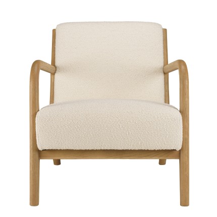 Fauteuil bas tissu bouclette écru PIERRE