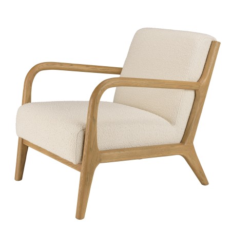 PIERRE Low Armchair in Ecru Bouclé Fabric - Cozy and Stylish Design