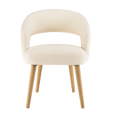 PIERRE Chair - Ecru Bouclé Fabric with Open Backrest