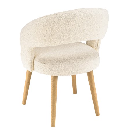 PIERRE Chair - Ecru Bouclé Fabric with Open Backrest
